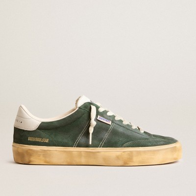 Golden Goose Soul Star In Green Suede With Milk-white Leather Heel Tab