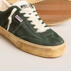 Golden Goose Soul Star In Green Suede With Milk-white Leather Heel Tab