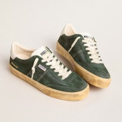 Golden Goose Soul Star In Green Suede With Milk-white Leather Heel Tab