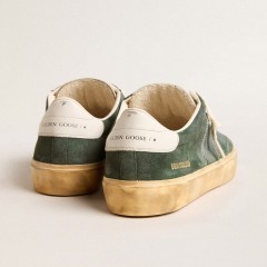 Golden Goose Soul Star In Green Suede With Milk-white Leather Heel Tab