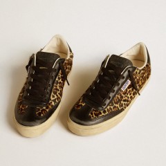 Golden Goose Soul Star In Leopard-print Pony Skin With Black Nappa Leather Heel Tab And Inserts