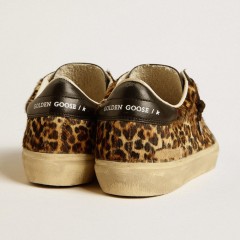 Golden Goose Soul Star In Leopard-print Pony Skin With Black Nappa Leather Heel Tab And Inserts