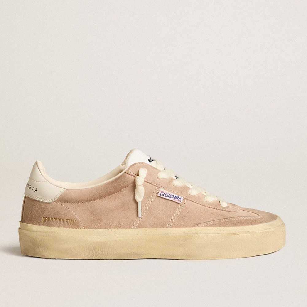 Golden Goose Soul Star In Pink Suede With Milk-white Leather Heel Tab