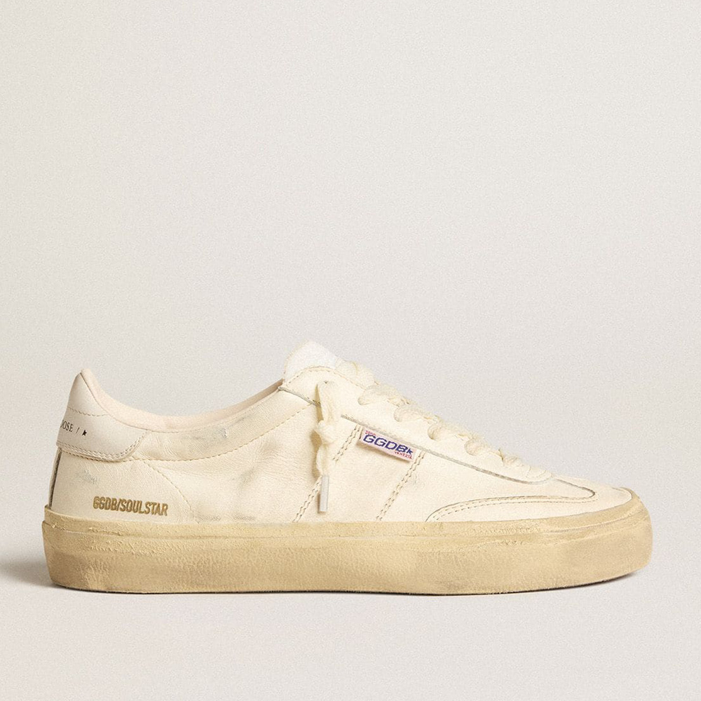 Golden Goose Soul Star In White Nappa Leather With White Leather Star