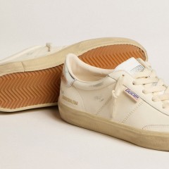 Golden Goose Soul Star In White Nappa With Metallic Silver Leather Heel Tab