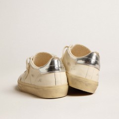 Golden Goose Soul Star In White Nappa With Metallic Silver Leather Heel Tab