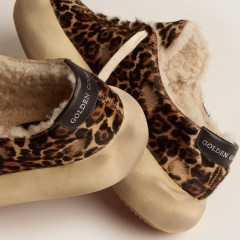 Golden Goose Space-Star Shoes In Animal-print Pony Skin With Shearling Lining