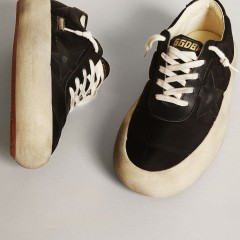 Golden Goose Space-Star Shoes In Black Nylon With Black Leather Star And Heel Tab