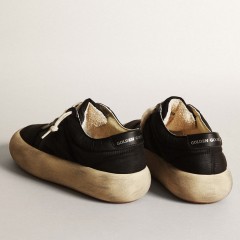 Golden Goose Space-Star Shoes In Black Nylon With Black Leather Star And Heel Tab