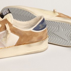 Golden Goose Stardan In Beige Nylon And Mesh With Tobacco Suede Inserts