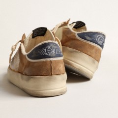 Golden Goose Stardan In Beige Nylon And Mesh With Tobacco Suede Inserts