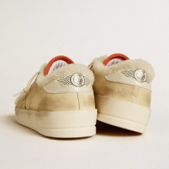 Golden Goose Stardan In Beige Suede With Leather Heel Tab And Shearling Lining