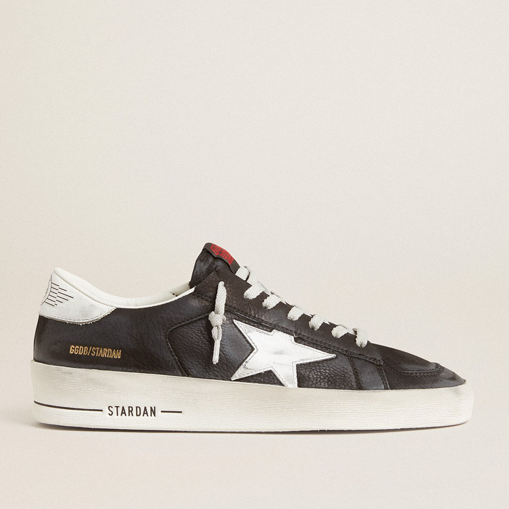 Golden Goose Stardan In Black Nubuck And Mesh With Gray Leather Star And Heel Tab