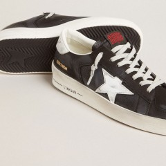 Golden Goose Stardan In Black Nubuck And Mesh With Gray Leather Star And Heel Tab