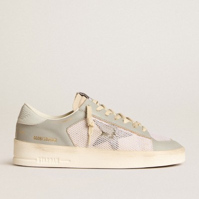 Golden Goose Stardan In Gray Nappa Leather And White Mesh With Gray Leather Star