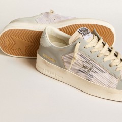 Golden Goose Stardan In Gray Nappa Leather And White Mesh With Gray Leather Star