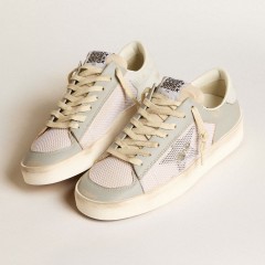 Golden Goose Stardan In Gray Nappa Leather And White Mesh With Gray Leather Star