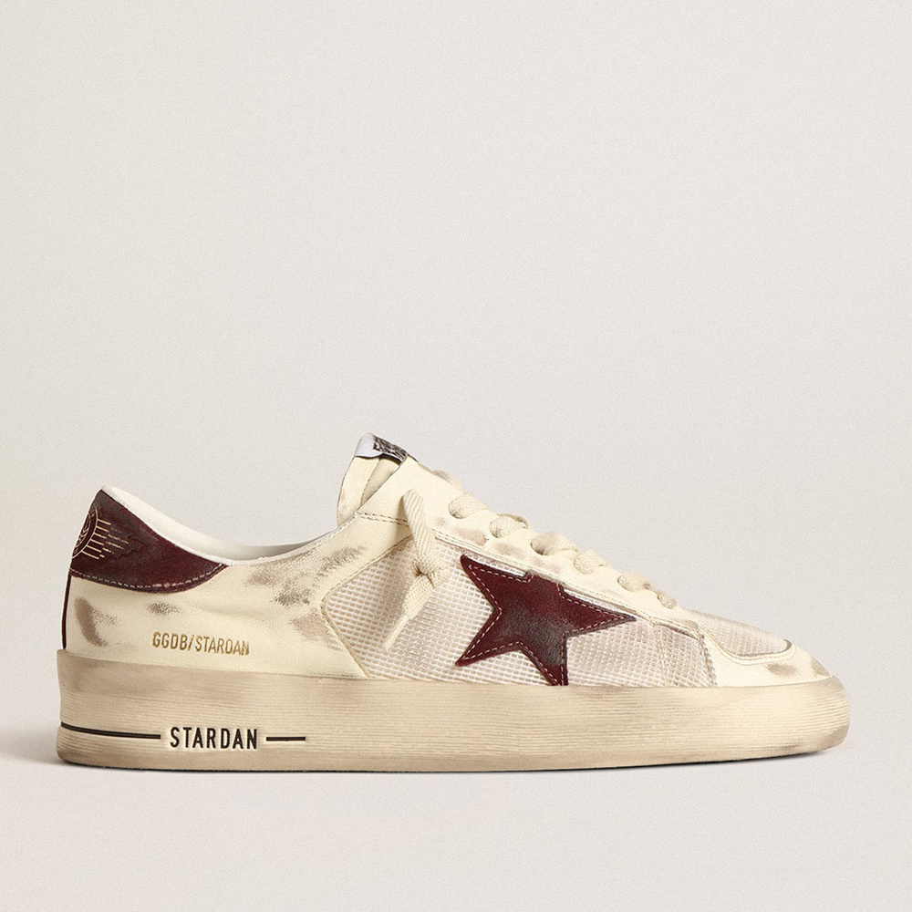 Golden Goose Stardan In Nappa And Mesh With Wine-red Suede Star And Heel Tab