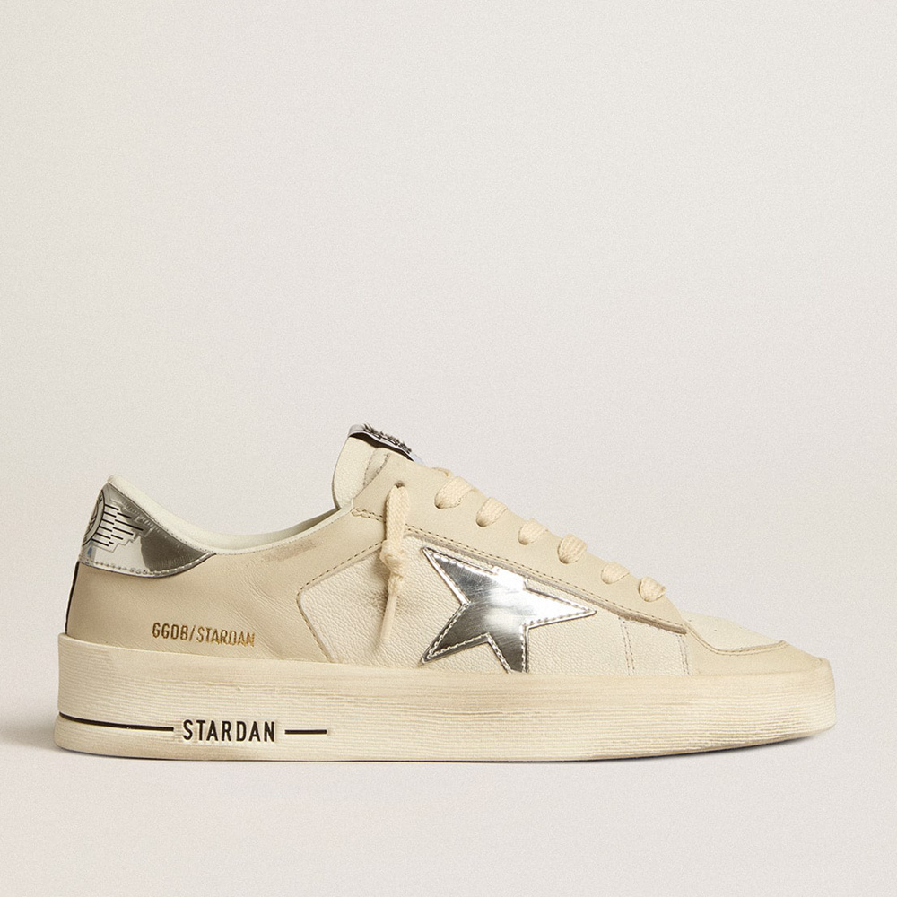 Golden Goose Stardan In Nappa With Silver Mirror-effect Star And Heel Tab