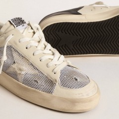 Golden Goose Stardan In White Leather And Mesh With White Leather Star