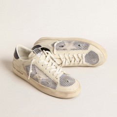 Golden Goose Stardan In White Leather And Mesh With White Leather Star