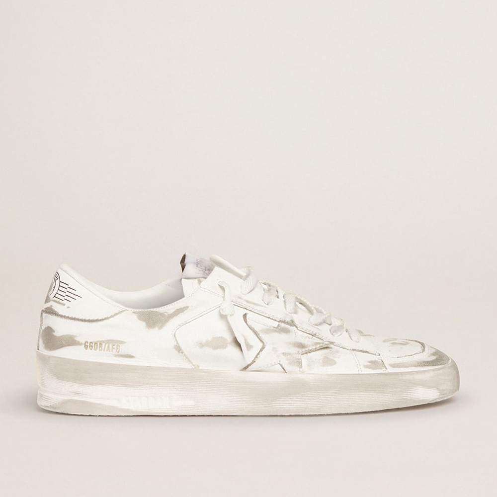 Golden Goose Stardan In White Leather With White Leather Star And Heel Tab