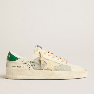 Golden Goose Stardan In White Nappa Leather With Cream-colored Leather Star