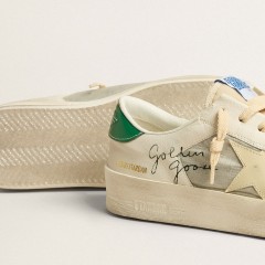 Golden Goose Stardan In White Nappa Leather With Cream-colored Leather Star