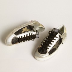 Golden Goose Stardan LAB In Silver Leather And Mesh With Golden Star And Heel Tab