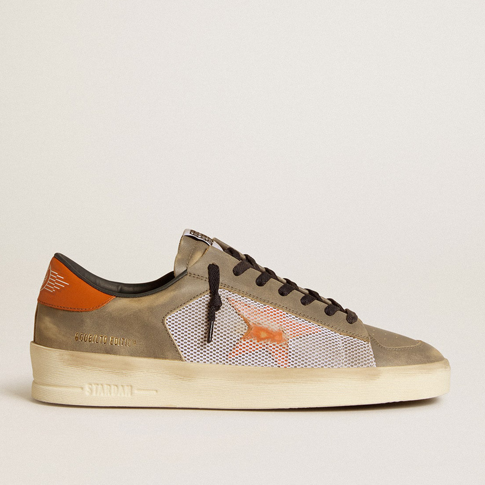 Golden Goose Stardan LTD In Gray Leather And Mesh With Leather Star And Heel Tab