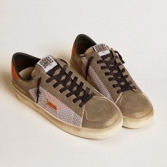 Golden Goose Stardan LTD In Gray Leather And Mesh With Leather Star And Heel Tab