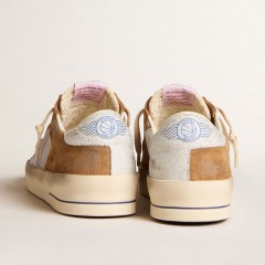 Golden Goose Stardan LTD In Tobacco Suede And Mesh With Blue Star And Leather Heel Tab