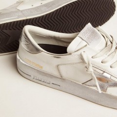 Golden Goose Stardan Sneakers With Silver Metallic Leather Star And Heel Tab