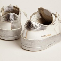 Golden Goose Stardan Sneakers With Silver Metallic Leather Star And Heel Tab