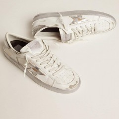 Golden Goose Stardan Sneakers With Silver Metallic Leather Star And Heel Tab