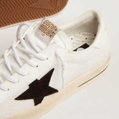 Golden Goose Stardan With White Leather And Mesh Inserts And Black Suede Star