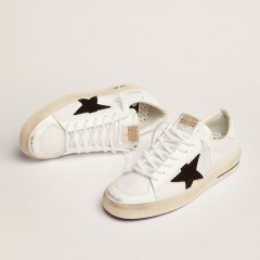 Golden Goose Stardan With White Leather And Mesh Inserts And Black Suede Star