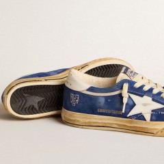 Golden Goose Super-Star In Blue Suede With White Leather Star And Heel Tab