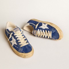 Golden Goose Super-Star In Blue Suede With White Leather Star And Heel Tab