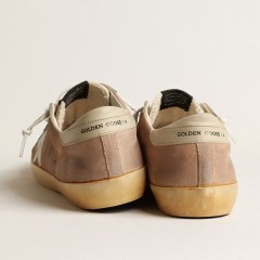 Golden Goose Super-Star In Brown And Green Suede With White Nappa Leather Star