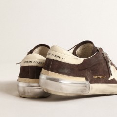 Golden Goose Super-Star In Gray Suede With Ecru Nappa Star And Heel Tab