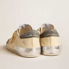 Golden Goose Super-Star In Leather With Perforated Star And Gray Suede Heel Tab