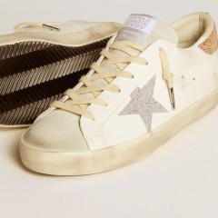 Golden Goose Super-Star In Leather With Swarovski Crystal Star And Heel Tab