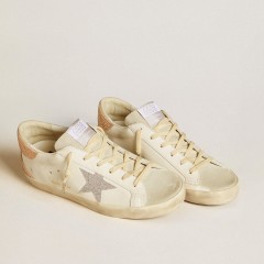 Golden Goose Super-Star In Leather With Swarovski Crystal Star And Heel Tab