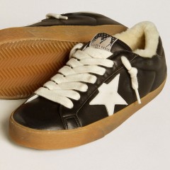 Golden Goose Super-Star In Matelass&eacute; Nappa With Leather Star And Shearling Lining