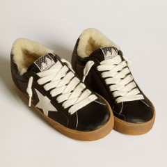 Golden Goose Super-Star In Matelass&eacute; Nappa With Leather Star And Shearling Lining