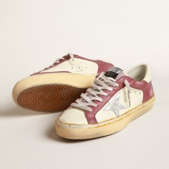 Golden Goose Super-Star In Nappa Leather With Burgundy Inserts And Silver Star