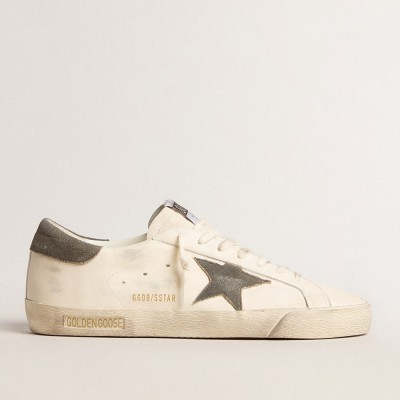 Golden Goose Super-Star In Nappa With Gray Suede Star And Heel Tab