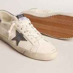 Golden Goose Super-Star In Nappa With Gray Suede Star And Heel Tab