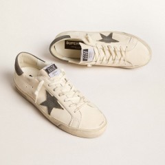 Golden Goose Super-Star In Nappa With Gray Suede Star And Heel Tab